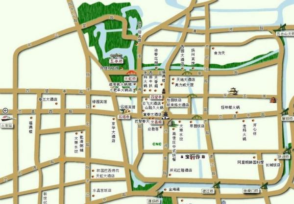 扬州旅游地图 扬州地图 扬州旅游景点分布图