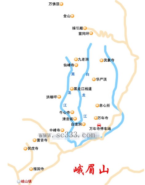 峨眉山景区地图-途家网旅游指南