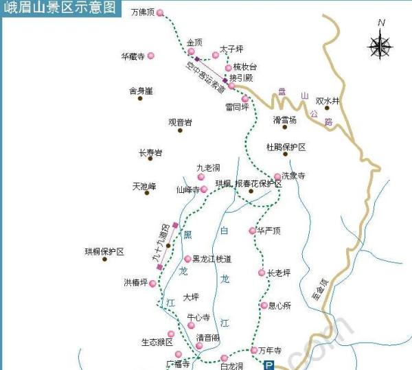 峨眉山游览地图