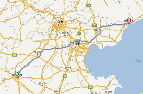 石家庄到秦皇岛路线