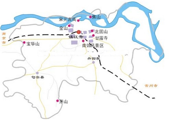镇江旅游地图 镇江旅游景点地图   镇江的具体位置在江苏省南部,长江图片
