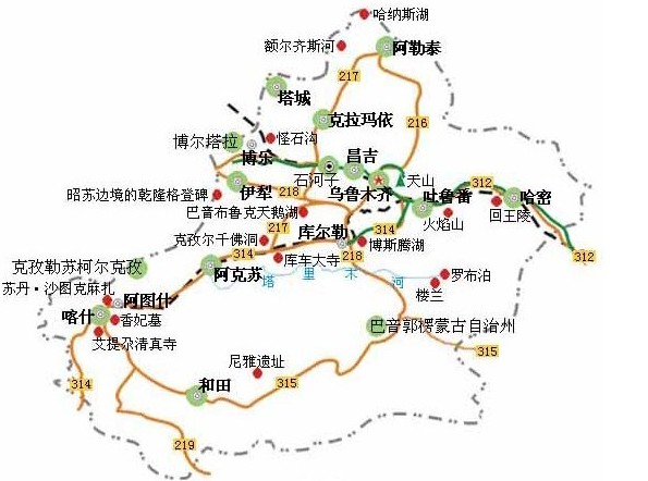 在这副地图上量得北京至乌鲁木齐的铁路线大约长12.5厘米.图片