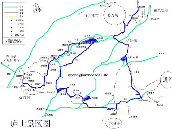 庐山地图 庐山旅游图 庐山景点分布图