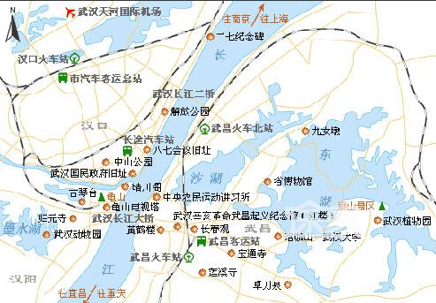 2014武汉地图武汉旅游地图武汉旅游景点分布