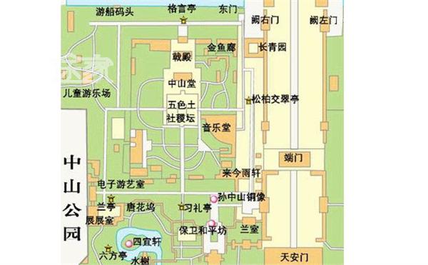 北京中山公园地址 北京中山公园地图 北京中山公园导游图