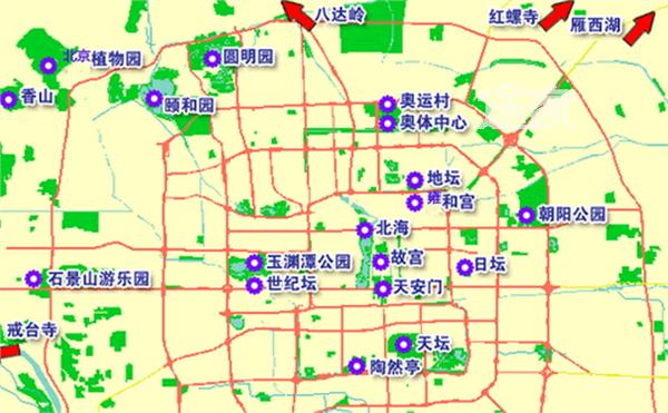 北京旅游景点地图+北京旅游景点排名