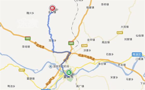 宜宾到永兴镇路线地图
