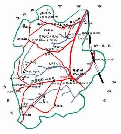 湘西旅游景点分布图 2013最新湘西旅游景点分布图